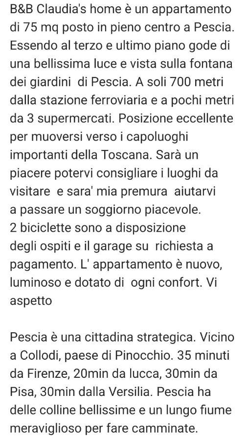 Claudia'S Home Pescia Exterior photo